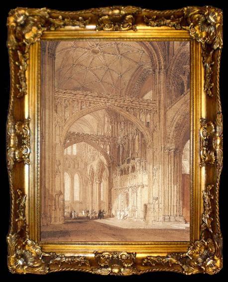 framed  J.M.W. Turner Interior of Salisbury Cathedral,looking towards the North Transept, ta009-2